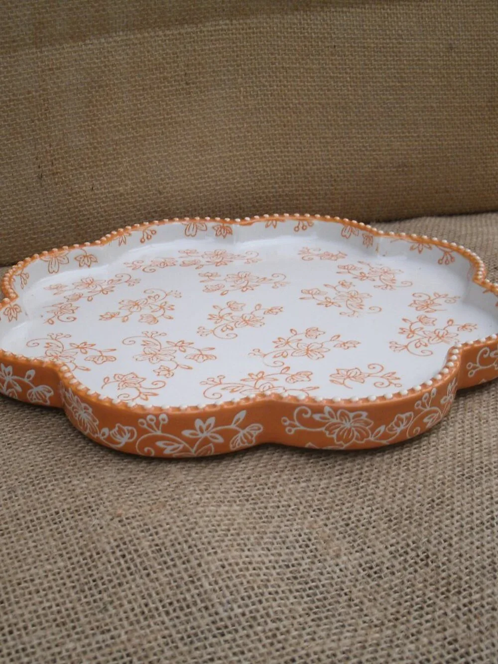 Vintage Temptations by Tara Floral Lace Stoneware Tart Dish